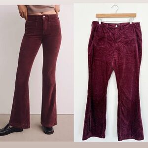 Anthropologie‎ || Pilcro Icon Corduroy Flares Jeans Wine Burgundy Maroon 32